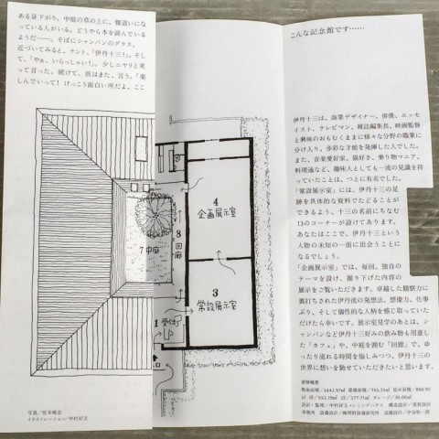 伊丹十三記念館の間取り図にもなっているパンフレット。